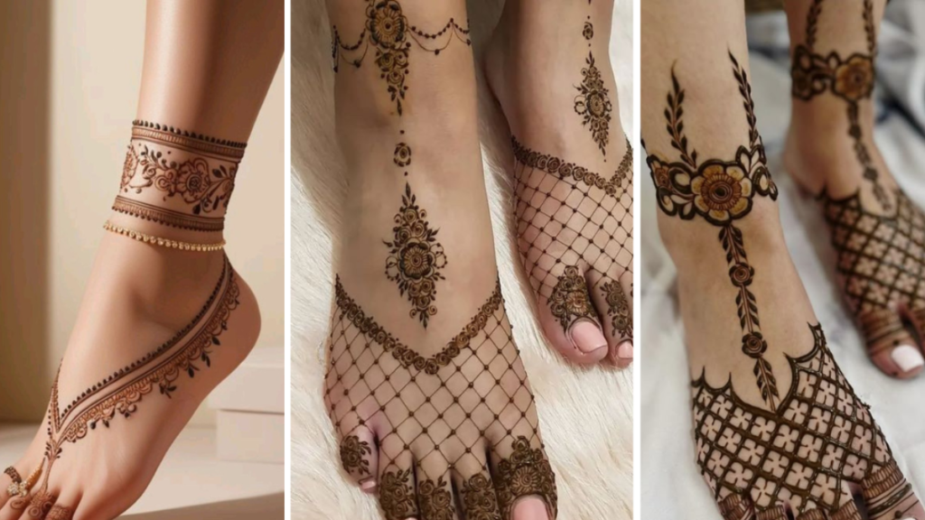 stylish leg mehndi design